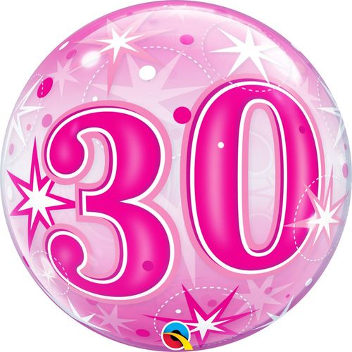 Balão Bubbles 22 Polegadas - 56cm - Nº30 - Estrelas Rosa - Qualatex