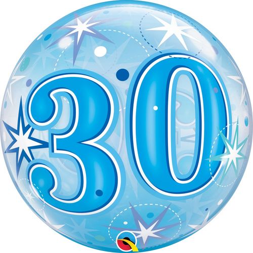 Balão Bubbles 22 Polegadas - 56cm - Nº30 - Estrelas Azul - Qualatex
