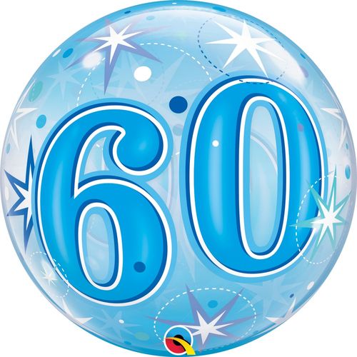 Balão Bubbles 22 Polegadas - 56cm - Nº60 - Estrelas Azul - Qualatex