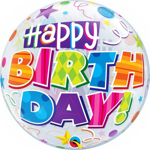 Balão Bubbles 22 Polegadas - 56cm - Happy BirthDay! - Qualatex