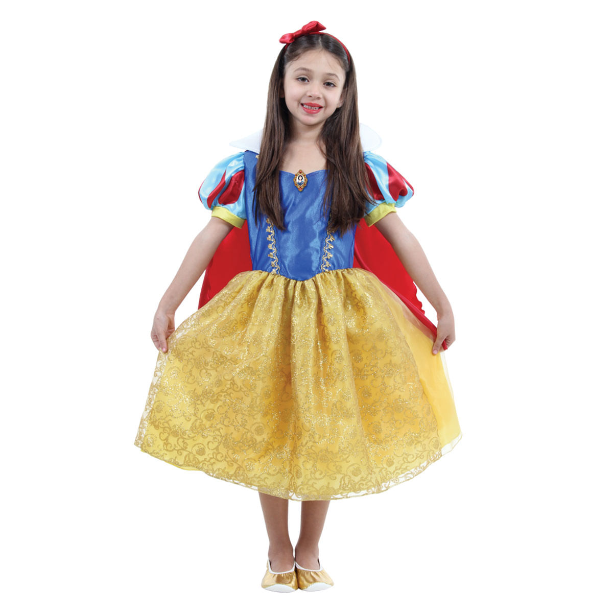 Vestido Infantil Fantasia Branca De Neve Disney Tam 6 a 12