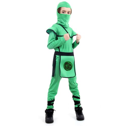 Fantasia Ninja Longo Verde Infantil - Guerreiro Ninja