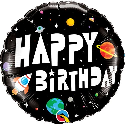 Balão Metalizado Microfoil 18 Polegadas - 46cm - Happy Brithday Astronauta - Qualatex