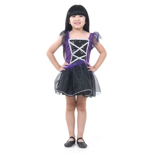 Fantasia Bruxa Organza Rosa / Roxa Infantil - Halloween