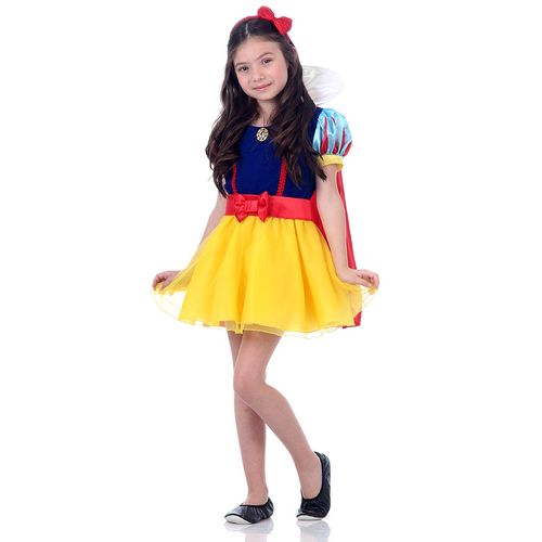 Fantasia Branca de Neve Infantil Vestido Curto Original - Disney Princesas