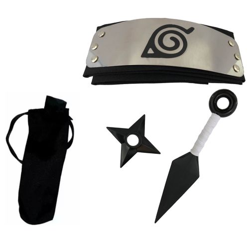 Kit Naruto - Bandana,  Kunai e Porta Kunai
