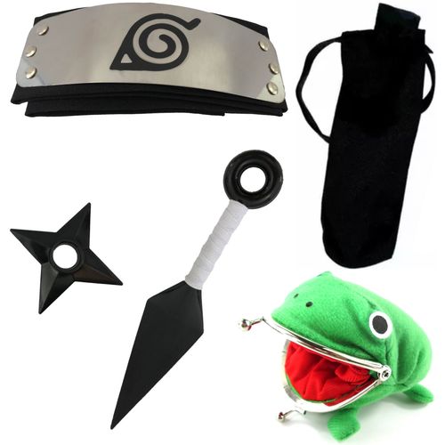 Kit Naruto - Bandana, Kunai, Porta Kunai e Carteira Sapo
