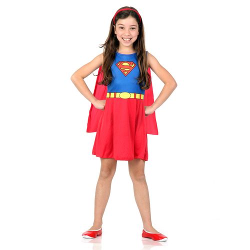 Fantasia Super Mulher POP Infanil - Liga da justiça - Original