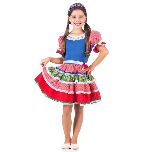 Fantasia Caipira Chic - Azul - Festa Junina
