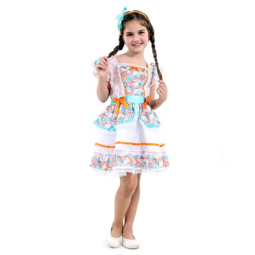 Fantasia Caipira Borboleta Infantil - Laranja - Festa Junina