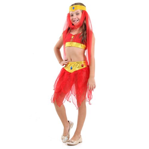 Fantasia Odalisca Vermelha Infantil - Carnaval