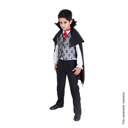 Fantasia Vampiro Twilight Infantil com Capa e Gravata - Halloween