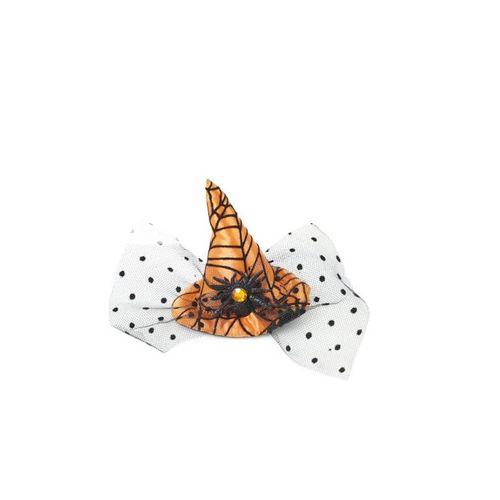 Mini Chapéu de Bruxa Laranja com presilha Halloween - Cromus
