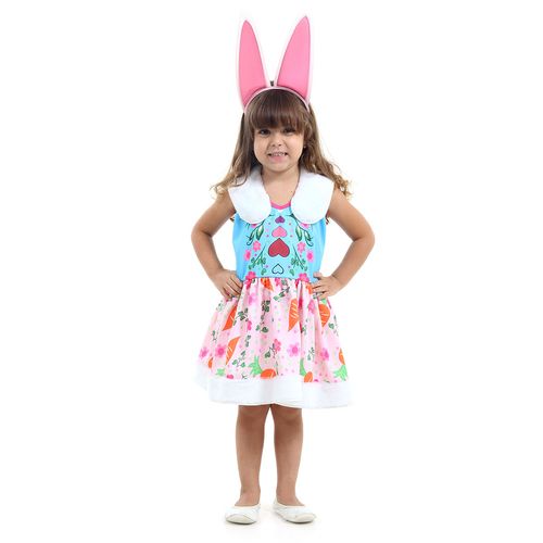 Fantasia Infantil de Páscoa Coelhinha Encantada com Tiara