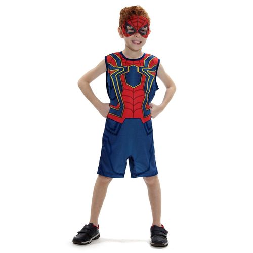 Fantasia Homem Aranha de Ferro Infantil Regata Original com Máscara - Vingadores - Marvel