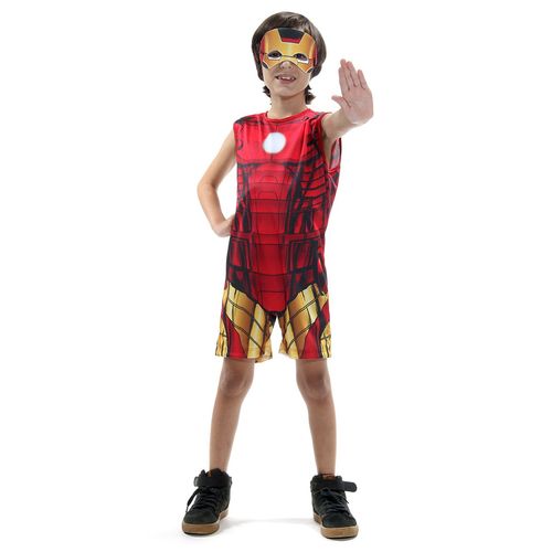 Fantasia Homem de Ferro Infantil Regata Original com Máscara - Vingadores - Marvel