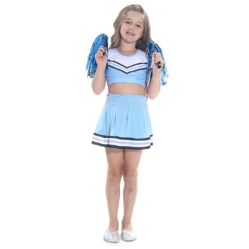 Fantasia Cheer Leaders Azul - Lider de Torcida - Carnaval