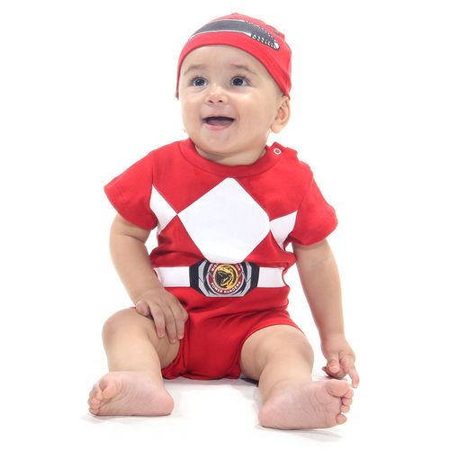 Fantasia Body Macaquinho Power Ranger Vermelho Bebê