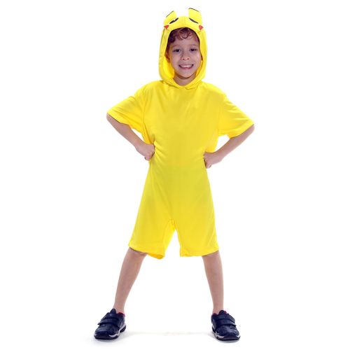 Fantasia Macacão Amarelo Curto Infantil - Pikachu