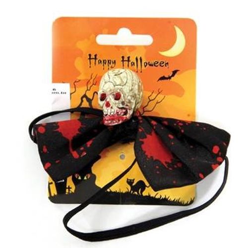 Gravata Borboleta Cabeça de Esqueleto - Halloween