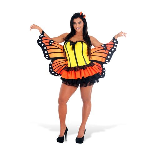 Fantasia Borboleta Laranja Adulto - Heat Girls