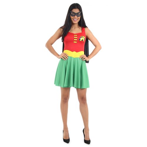Fantasia Robin Feminina Verão Adulto - Liga da Justiça - Original
