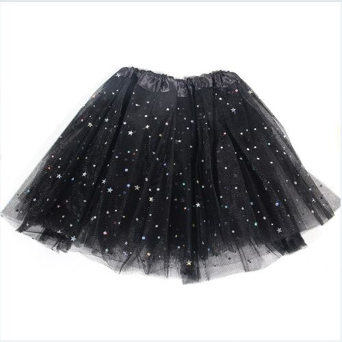 Saia Tutu Preta Infantil - c/ 3 Camadas com Glitter