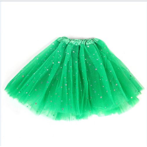 Saia Tutu Verde Infantil - c/ 3 Camadas com Glitter