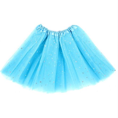 Saia Tutu Azul Clara Infantil - c/ 3 Camadas com Glitter