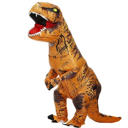 Fantasia Inflável Dinossauro T-Rex Marrom Adulto