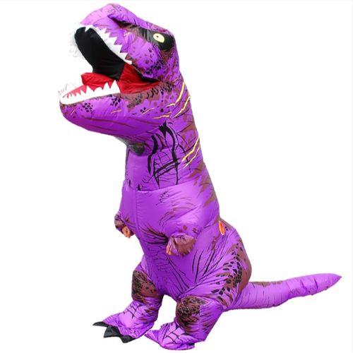 Fantasia Inflável Dinossauro T-Rex Roxo Adulto
