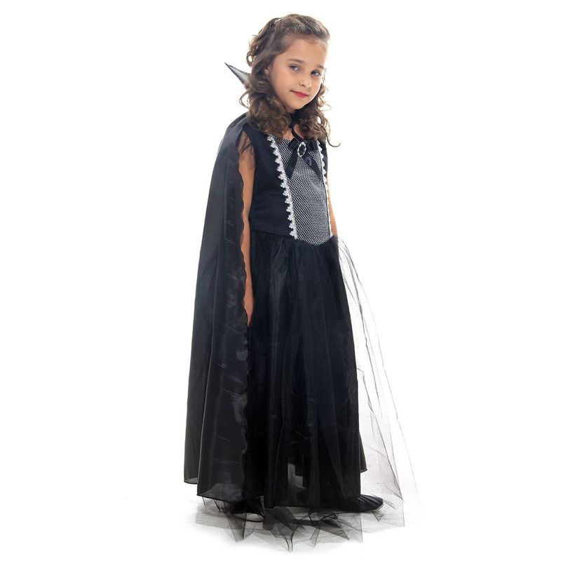 Fantasia Vampira Infantil de Halloween Vestido Super Luxo e