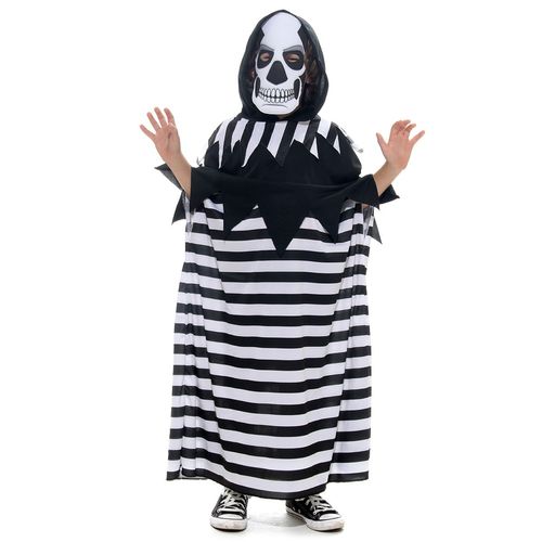 Fantasia Infantil Esqueleto com Túnica, Capuz e Máscara- Halloween