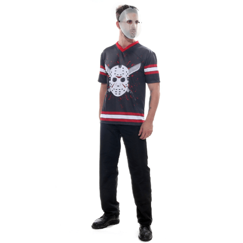 Fantasia Jason Masculino Camiseta Adulto com Máscara - Halloween