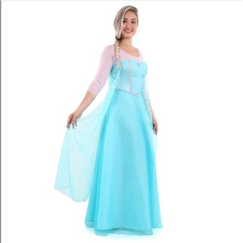 Fantasia Elsa Frozen Vestido com Capa Adulto - Disney