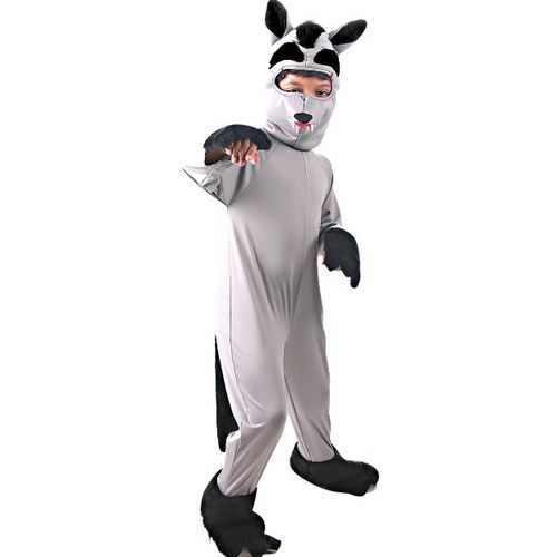 Fantasia Lobo Cinza Infantil com Capuz e Rabo