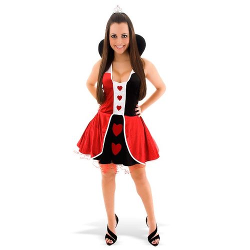 Fantasia Dama de Copas Vestido Adulto com Tiara