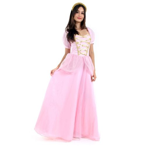Fantasia Princesa Rosa Adulto c/ Tiara