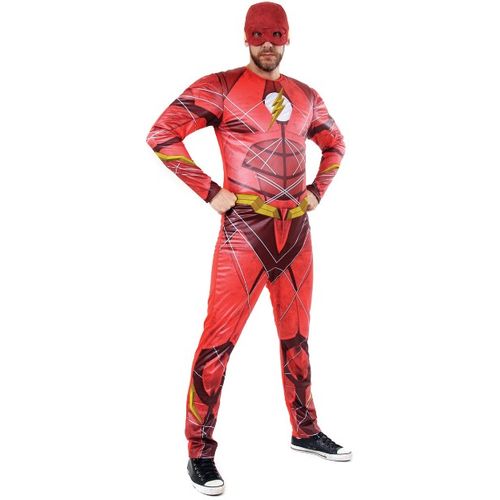 Fantasia Flash Filme Adulto com Musculatura e Máscara - Liga da Justiça