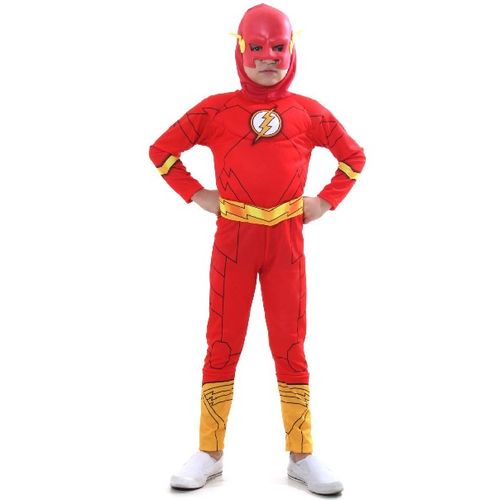 Fantasia Flash Infantil com Musculatura e Máscara - Liga da Justiça