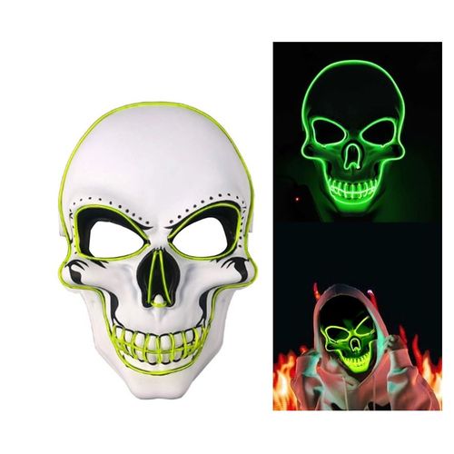 Máscara Noite de Crime c/ Led Verde Neon - Caveira