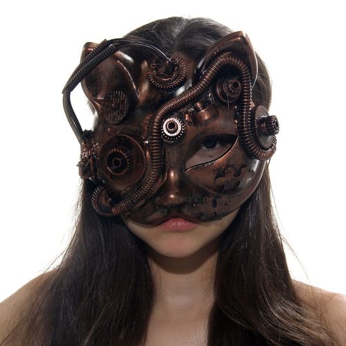 Máscara Gato Steampunk Dourada