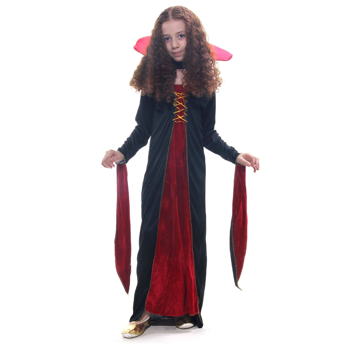 Fantasia Vampira Prata Vestido Infantil com Capa - Halloween