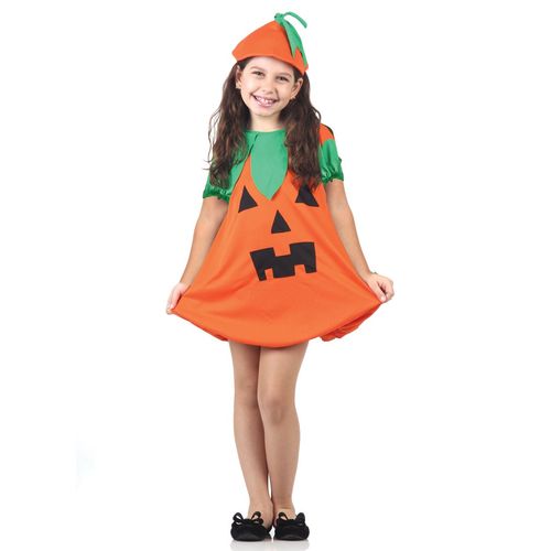 Fantasia Abóbora Vestido Infantil com Chapéu - Halloween