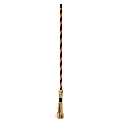 Vassoura de Bruxa - Preto com Laranja - Halloween