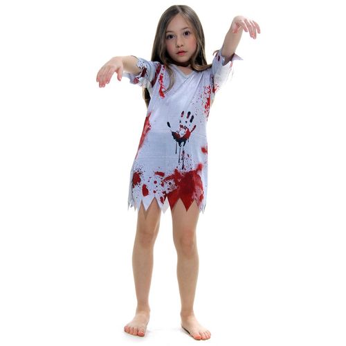 Fantasia Zumbi Feminino Vestido Infantil - Halloween