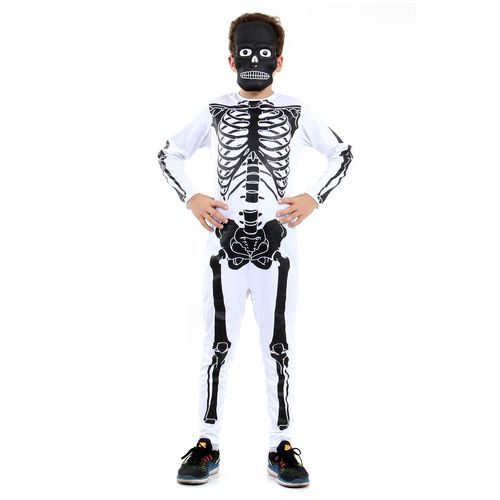 Fantasia Halloween Infantil Esqueleto em Chamas com Máscara
