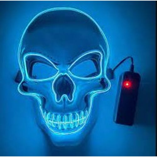 Máscara Noite de Crime c/ Led Azul Neon - Caveira