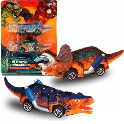 Kit com 2 Carrinhos Fricção Dinossauro