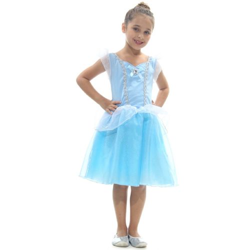 Fantasia Infantil Princesa Azul Claro com Detalhes Brilhantes
